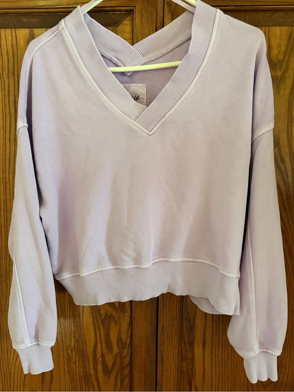 aerie Lavender Cropped V-Neck Sweatshirt